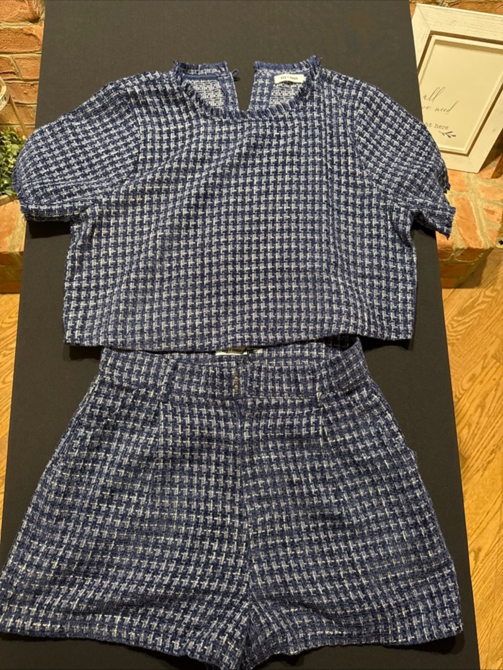 Day + Moon Tweed Short Set - Navy
